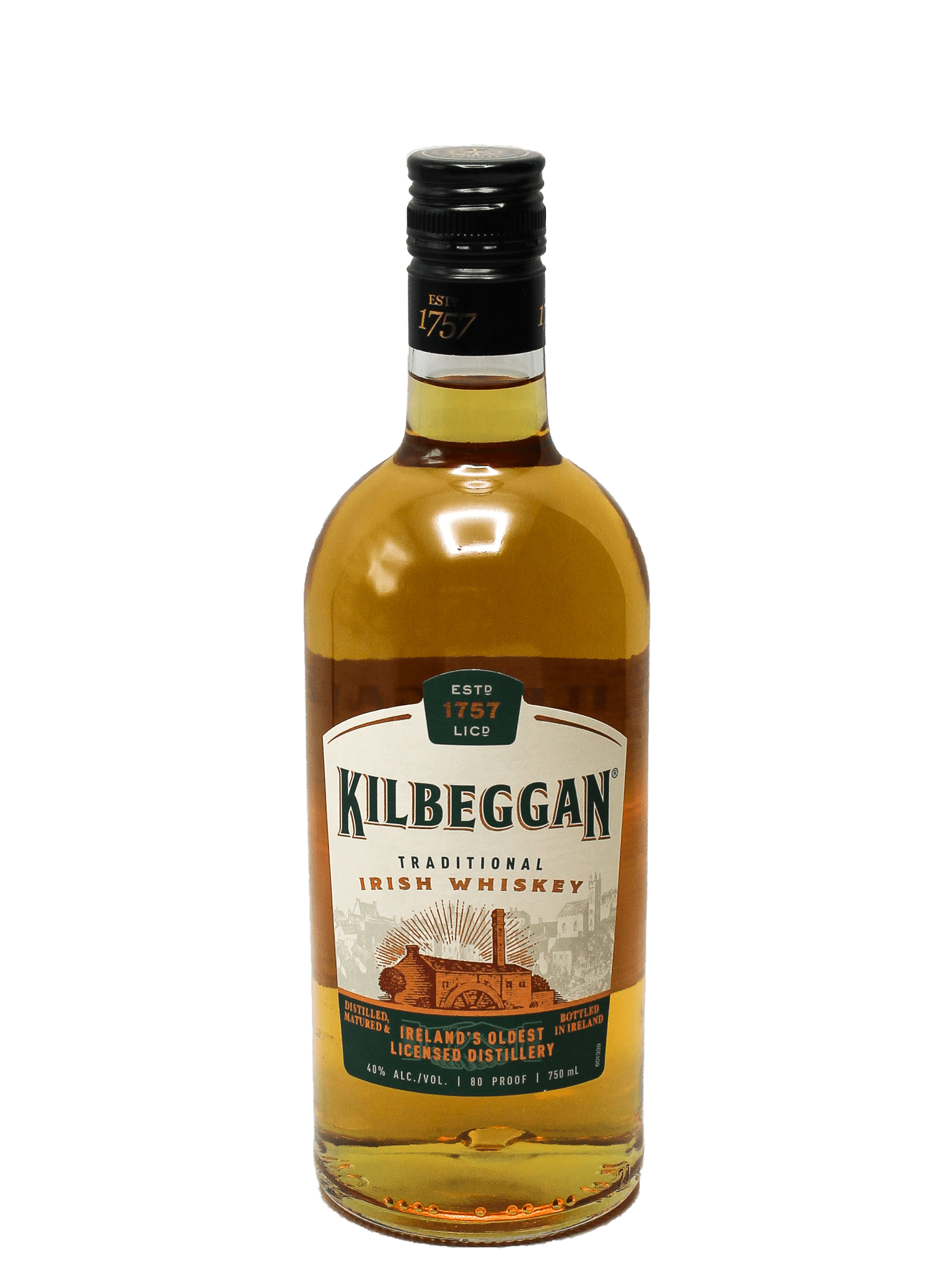 Kilbeggan Irish Whiskey 750ml Bottle Barn 0033