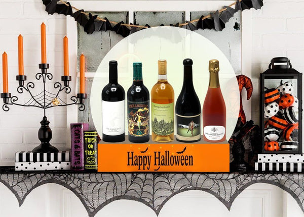 Five red wine bottles for Halloween -Bottle Barn